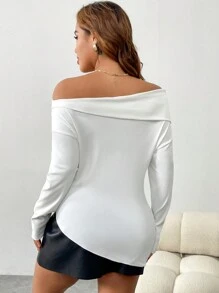 INAWLY Hauts décontractés à imprimé floral, manches longues et épaules dénudées, tailles plus pour femmes