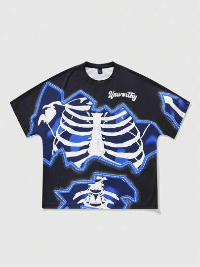 Street Life Top casual à col rond et manches courtes imprimé pour homme, pour un port quotidien