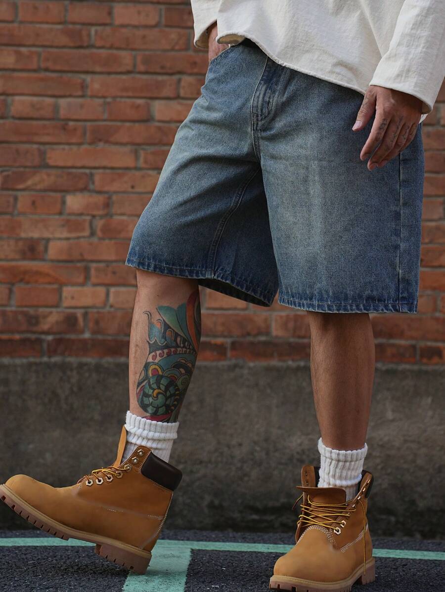 DAZY Summer Solid Blue Men's Denim Shorts Jorts