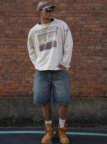 DAZY Summer Solid Blue Men's Denim Shorts Jorts