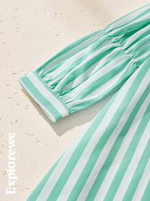 SHEIN 1 pieza Vestido de niña en estilo urbano y casual, que presenta cuello redondo, mangas largas y diseño de estampado. Este vestido cómodo y versátil de primavera y verano para niñas es adecuado para diversas ocasiones como actividades al aire libre urbanas, deportes, relajación en el hogar, escuela y fiestas.