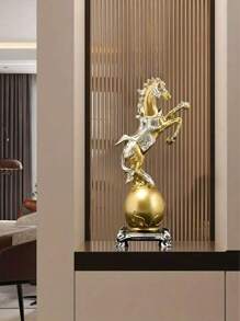 1 件可爱站立马装饰，创意工艺品装饰雕像，适合家庭、书房、客厅、卧室、咖啡店酒吧、办公桌展示，完美的节日和礼物 - 金色 - 查看 1