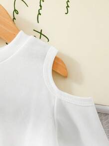 SHEIN Babygirl 时尚百搭白色镂空肩长袖运动衫