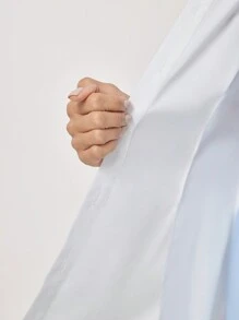 TaskEZ 纯色混合前扣长袖口袋实验室外套/罩衫 - 白色 - 查看 8