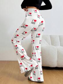 SHEIN EZwear 女士复古性感绿色斑马条纹直筒低腰裤 - 綠色 - 查看 2