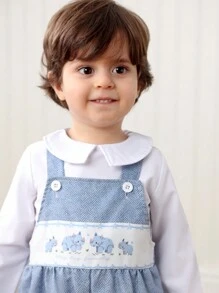 Souflis Souflis Baby Boy Rhinoceros Print Suspender Pants & White Shirt Gentleman Outfit,Cute Summer Matching Family Set For Daily Outings,Party & Photography Events - Multicolor - View 7