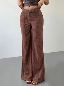 Aloruh Pantalones casuales rectos para mujer, tipo lápiz, color camello