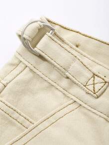 DAZY Pantaloni larghi in vita alta di colore tinta unita con tasche frontali con bottone per le donne