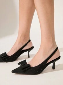 CUCCOO CHICEST Fashion Faux Pearl Bow Decor Women High Heel Shoes, Comfortable Versatile Outer Wear Wedding Party Spring Shoes Spring Break Easter Prom Heels