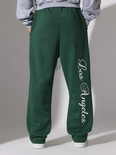 SUMWON Pantalones de chándal con cordón estilo jogger de Los Ángeles, ropa de estar en casa casual, ropa deportiva, gimnasio, deportes, forro polar, invierno, otoño, cómodo
