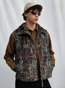 Manfinity VCAY Men's Knit Fashion Casual Sleeveless Open Front Vest, Fashion Colorful Graphic Flannel Vest, For Friends, Husband, Boyfriend Gifts, For Fall Winter - Multicolor - View 3