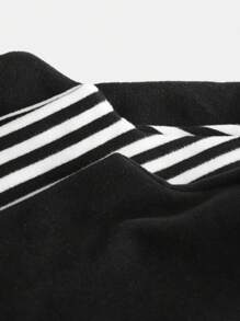 SHEIN Girlism 3pcs/Set Teen Girls Knitted Thermal Lined High Elastic Stand Collar Long Sleeve All-Match Tee Tops, Black & White, Autumn/Winter - Black - View 7