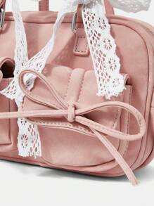 SHEIN MOD Fashion Dual Pocket Bow Decor Shoulder Bag For Women - Pink - View 6