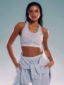 Musera Sport Racer Back Sports Bra, Padel, Tennis, Pickleball Gym Fitness - Light Grey - View 1