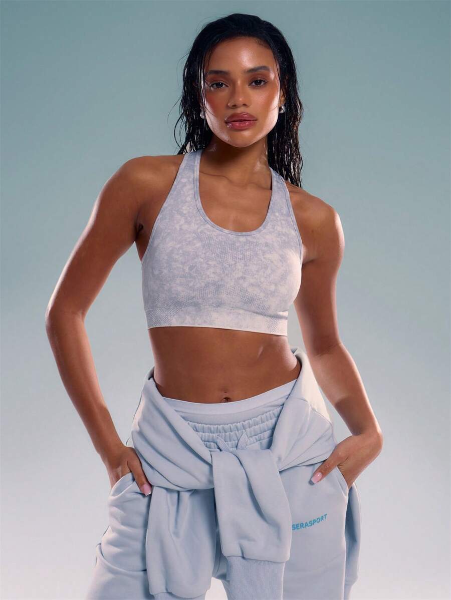 Musera Sport Racer Back Sports Bra, Padel, Tennis, Pickleball Gym Fitness - Light Grey - View 1