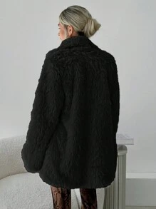Firerie Women Fluffy Coats - Black - View 2