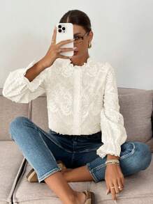 SHEIN Frenchy Women's Solid Color Simple Fashion Casual Shirt For Everyday Wear Winter Elegant - Apricot - View 4