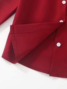 SHEIN 2 件套纯色上衣和裤子，适合年轻男孩的简约时尚休闲日常服装 - 酒紅色 - 查看 4