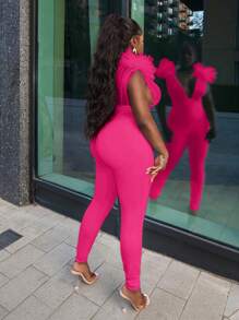 Slaydiva 2024 New Sexy Elegant White Sleeveless Mesh Splicing Exaggerated Shoulder Bandage Bodycon Jumpsuit, Perfect For Date & Holiday