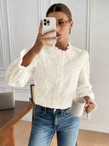 SHEIN Frenchy Women's Solid Color Simple Fashion Casual Shirt For Everyday Wear Winter Elegant - Apricot - View 1