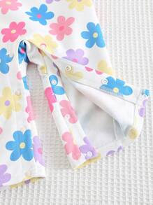 Cozy Pixies Baby Girl Colorful Floral Pattern Front Pocket Jumpsuit - Multicolor - View 4