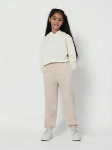SUMWON Gezellige fleece joggingbroek, sportieve, actieve kleding, elastische enkelband, hardloop- en trainingskleding, perfect voor comfort in de herfst en winter.