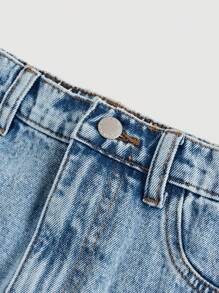SHEIN Girlism Teen Girl Utility Pocket Short Casual Denim Mini Skirt