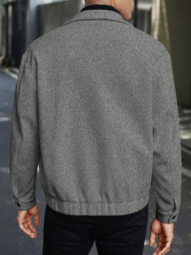 Manfinity Homme معطف بأزرار أمامية وجيب طويل الأكم...