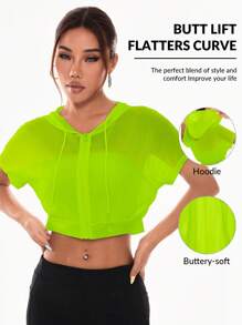 Core Rhythm Women's Solid Color Zip-Up Front Short Sleeve Casual Cropped Sport Jacket - Green - View 1