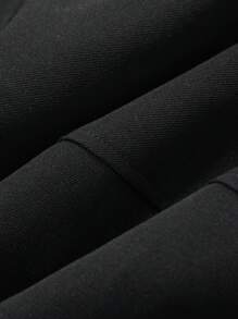 FRIFUL 女士纯色黑色长款泡泡裙，秋冬款 - 黑色 - 查看 5