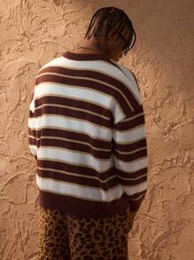 Forever 21 Men's Loose Casual Striped Pullover Sweater - Multicolor - View 2