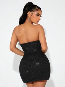SHEIN SXY Vintage Two-Tone Blend Bodycon Mini Dress, Sexy & Cute, Autumn/Winter