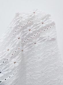 SHEIN LUNE 女士加大码 V 领蕾丝镂空纹理休闲衬衫