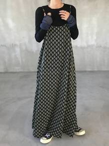 FRIFUL 女式提花无袖连衣裙，女士夏季服装，演唱会服装，休闲女装 - 黑色 - 查看 1