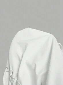 SHEIN MOD White Shirt Dress With Side Tie Short Length For Plus Size Women,White Collar Side Slit Tie Waist Shirt Dress, Long Sleeve Dress, Holiday Outfits,Holiday Women Outfits