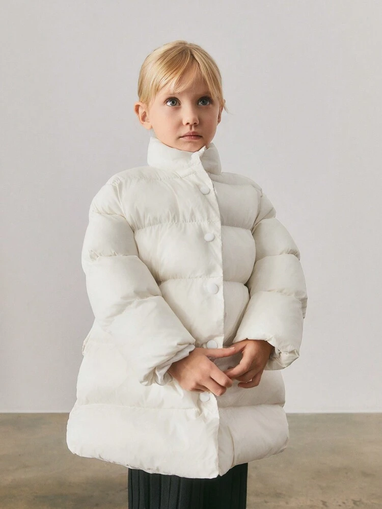 Young Girl Oversized Casual Thick Stand Collar Long Coat