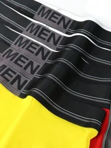 5pcs/Set Men's Casual Style Plain Boxer Briefs, Everyday Wear - Multicolor - View 6