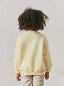 Maija Kids Maija Kids Áo nỉ họa tiết hoa cổ tròn rộng rãi thoải mái cho bé gái - Màu be - Xem 3