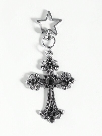 1pc Dark Gothic Style Cross Shaped Bag Charm, Halloween