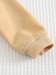 Cozy Pixies Baby Boy Football Pattern Soft Knit Crew Neck Long Sleeve Bodysuit - Khaki - View 5