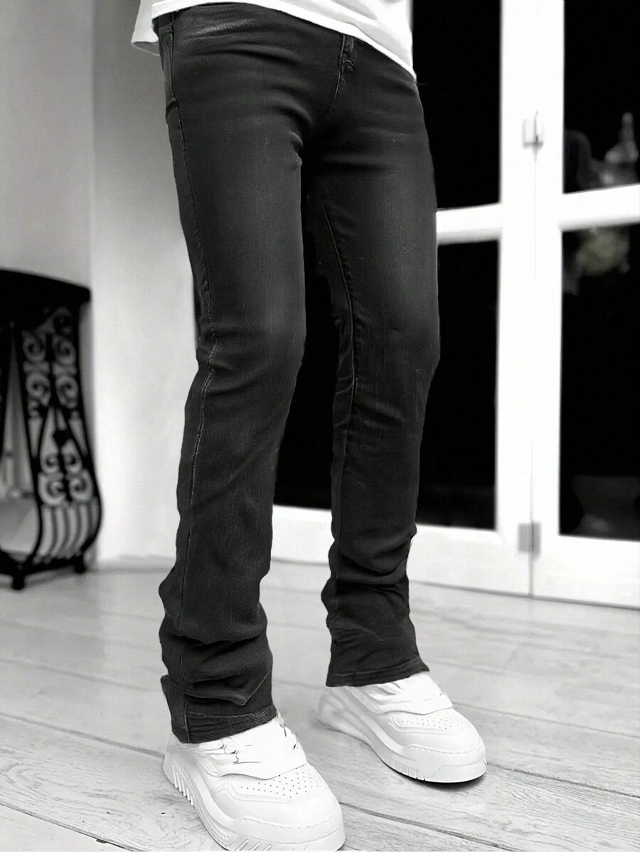 SHEIN Black Flare Leg Jeans For Teenage Boys SHEIN UK