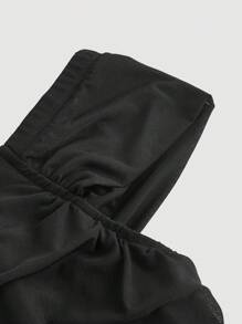 SHEIN MOD Vestito midi nero in rete arricciato con spalle scoperte per taglie forti - nero - Visualizzare 3