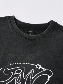 ROMWE MEN Street Life 男式破洞印花短款背心 - 黑色 - 查看 3