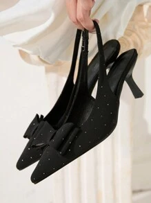 CUCCOO CHICEST Fashion Faux Pearl Bow Decor Women High Heel Shoes, Comfortable Versatile Outer Wear Wedding Party Spring Shoes Spring Break Easter Prom Heels