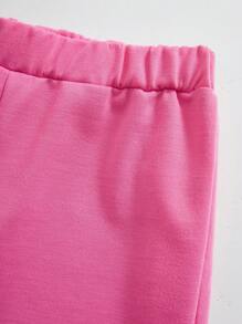 Bộ 2 chiếc áo hoodie in chữ tối giản cho bé gái tuổi mới lớn và quần dài - Màu Hồng Tươi - Xem 5
