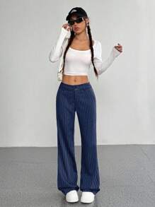 Flirla Women Striped Flare Casual & Work Pants