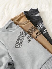 SHEIN 6 件套新生男婴/女婴可爱字母印花长袖运动衫和松紧腰裤，6 件套秋冬季家居服装 - 彩色 - 查看 7