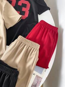 6pcs Tween Boys' Casual Sporty Graphic Round Neck Short Sleeve T-Shirts & Long Pants Set, Suitable For Summer Leisure, Sport, Outdoor, School, Vacation - Multicolor - View 7