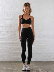 Musera Sport 深V领交叉露背绑带运动文胸，适合板式网球、网球、匹克球、健身房、秋季瑜伽、普拉提、日常休闲穿着