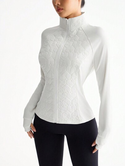 Easithlete Veste d'hiver zippée casual à manches longues de couleur unie, style minimaliste pour femmes